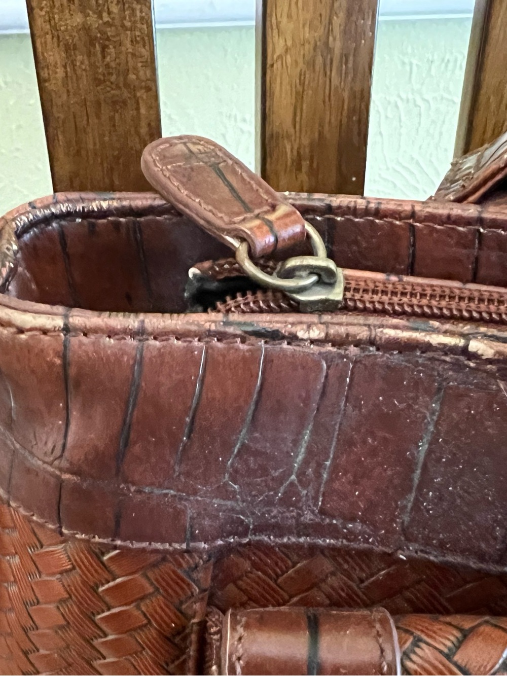 Coldwater Creek Brown Woven Leather Tote Bag - Picture 6 of 16